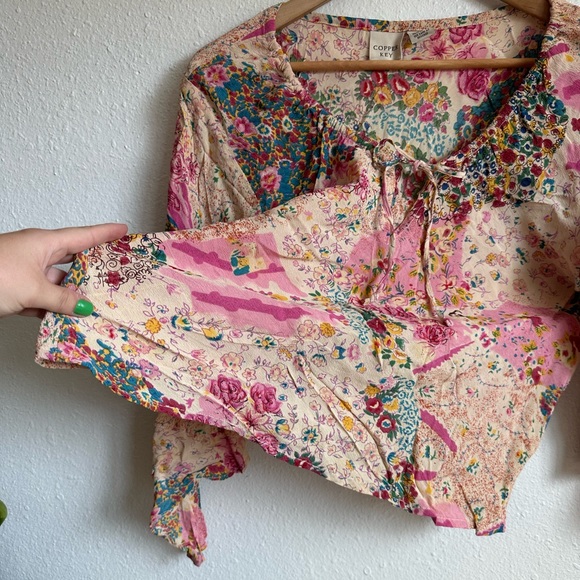 Copper Key Y2K Viscose Printed Peasant Blouse - Picture 4 of 11